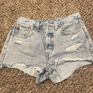Levi 501 distressed shorts